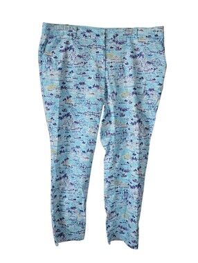 Talbots The Weekend Chino Santorini Print Ankle Pants 16W Cotton Coastal